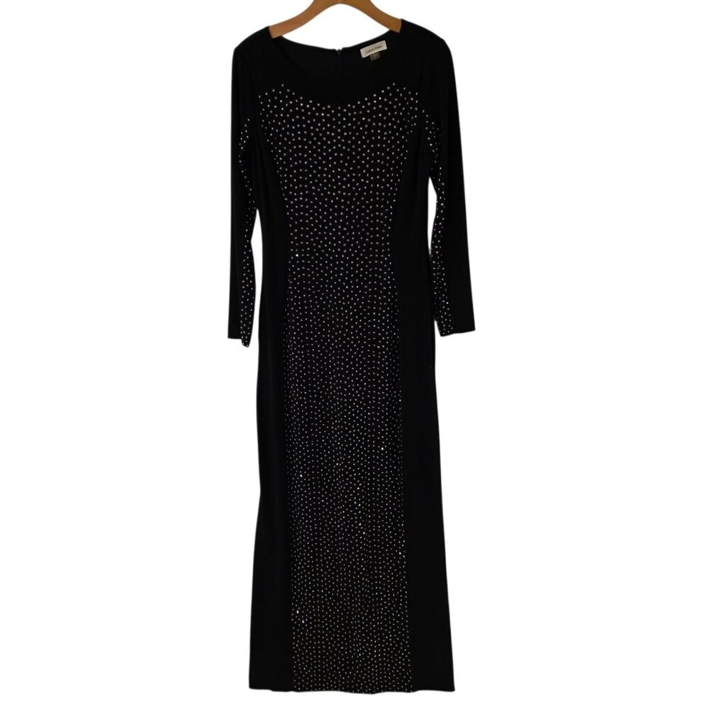 Calvin Klein Women's Studded Bodycon Dress Lined Size 6 Black‎ Cocktail Party